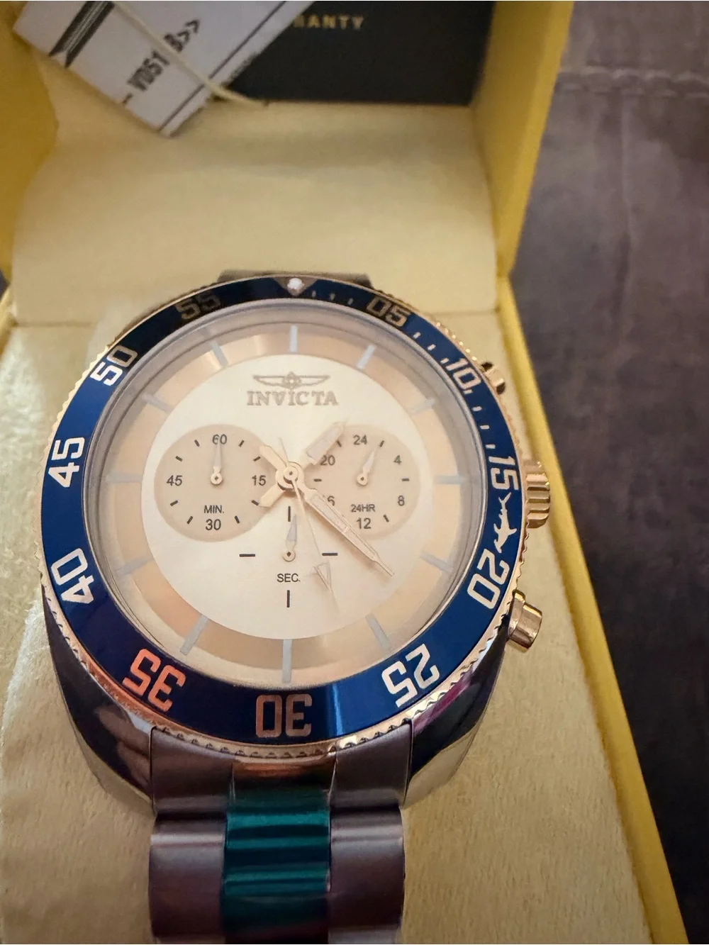 Invicta Men’s Two-Tone Blue Bezel Chronograph Watch